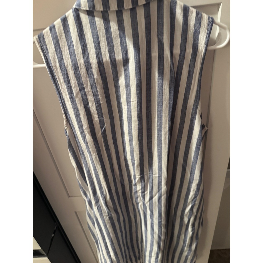 Hope & Harlow Womens Blue White Striped Sleeveless Shirt Dress Size‎ 10 Collared - Picture 5 of 5